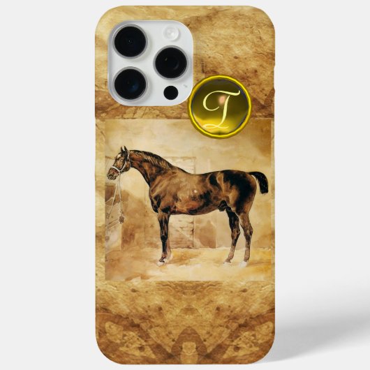 ENGELSE HORSE IN STABLE BROWN PARCHMENT MONOGRAM Case-Mate iPhone CASE (Achterkant)