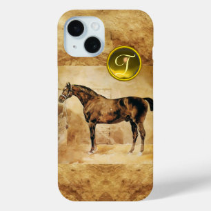 ENGELSE HORSE IN STABLE BROWN PARCHMENT MONOGRAM iPhone 15 CASE