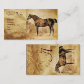 ENGELSE HORSE IN STABLE Parchment Monogram Visitekaartje (Voorkant / Achterkant)
