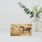 ENGELSE HORSE IN STABLE Parchment Monogram Visitekaartje (Staand voorkant)
