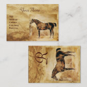 ENGELSE HORSE IN STABLE Parchment Monogram Visitekaartje (Voorkant / Achterkant)