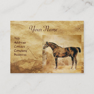 ENGELSE HORSE IN STABLE Parchment Monogram Visitekaartje