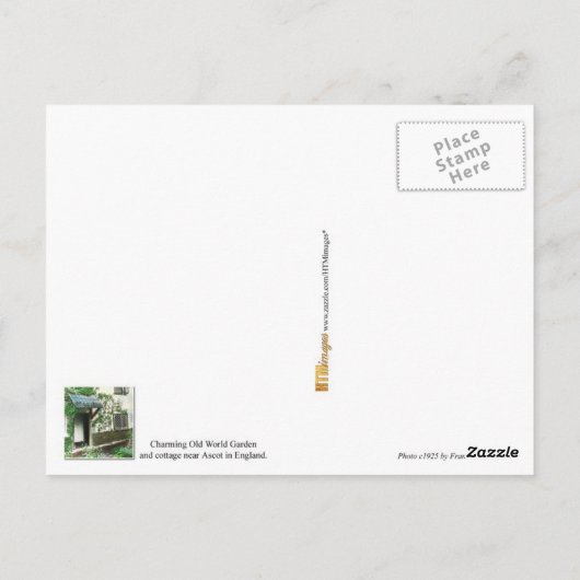 Engelse huistuin met een ivoren omhulling van de d briefkaart (Achterkant)