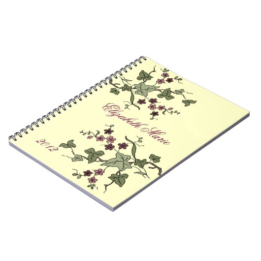 Engelse Ivy & Purple Flowers-naam Notitieboek (Linkerzijde)