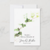 Engelse Ivy Vine Waterverf Share Memory begrafenis Notitiekaartje (Voorkant)