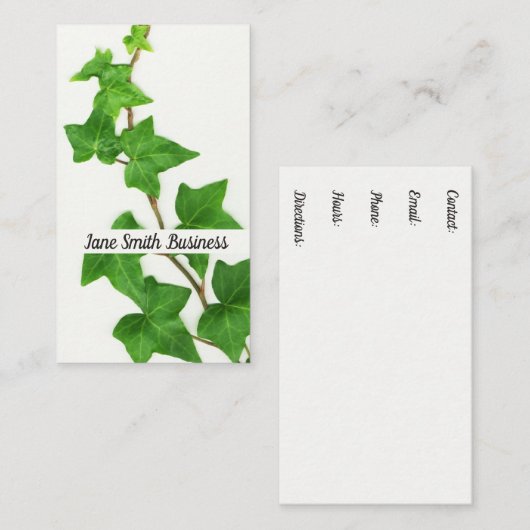Engelse Ivy White achtergrond Groene wijnstok Visitekaartje (Voorkant / Achterkant)
