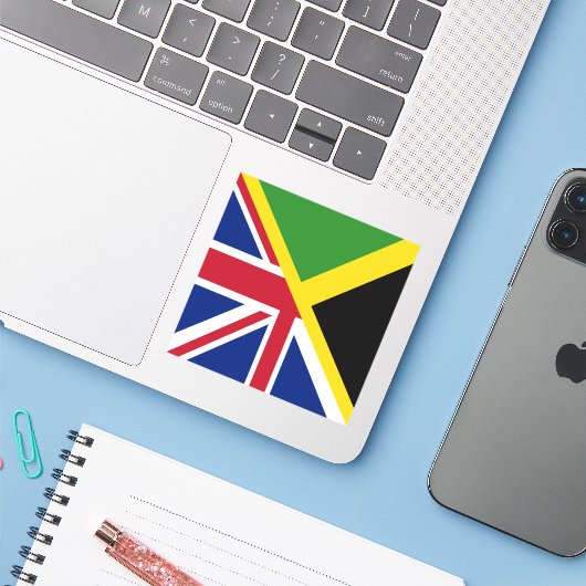 Engelse Jamaicaanse vlag | De vlag van Half Jamaic Sticker (Laptop met iPhone)