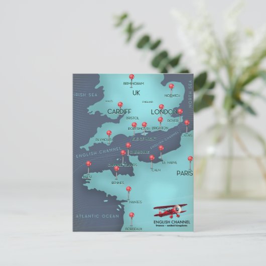 Engelse Kanaalkaart Briefkaart (Staand voorkant)