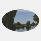 Engelse kanaalscène ovale sticker (Voorkant)