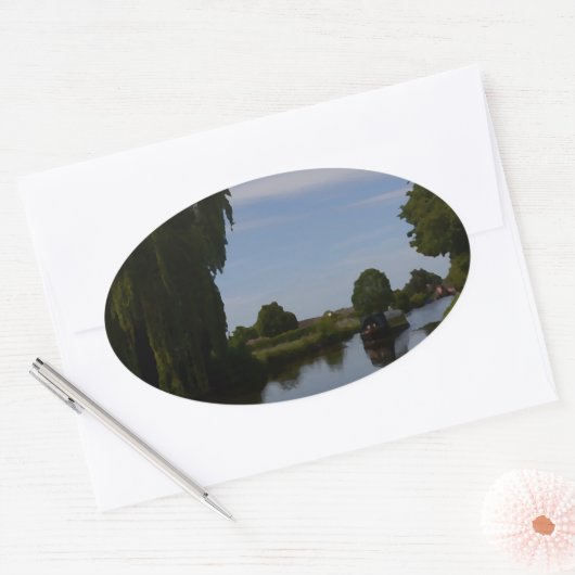 Engelse kanaalscène ovale sticker (Envelop)
