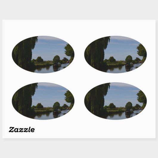 Engelse kanaalscène ovale sticker (Vel)