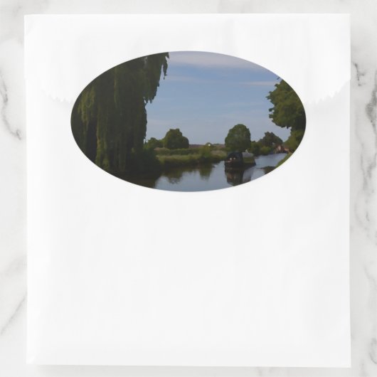 Engelse kanaalscène ovale sticker (Tas)