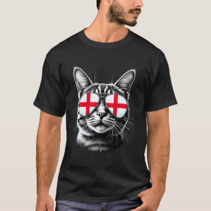 Engelse Kat Gezicht Zonnebril UK Sint Joris Vlag E T-shirt