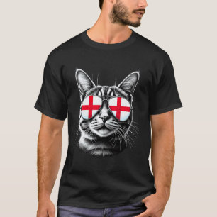 Engelse Kat Gezicht Zonnebril UK Sint Joris Vlag E T-shirt