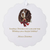 Engelse kerstcadeautjes met Springer Spaniel Ornament Kaart (Achterkant)
