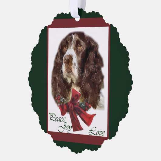 Engelse kerstcadeautjes met Springer Spaniel Ornament Kaart (Links)