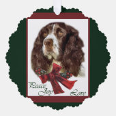 Engelse kerstcadeautjes met Springer Spaniel Ornament Kaart (Voorkant)