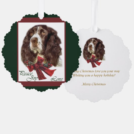 Engelse kerstcadeautjes met Springer Spaniel Ornament Kaart (Voorkant / Achterkant)