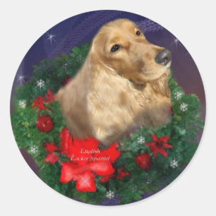 Engelse kerstcadeautjes voor Cocker Spaniel Ronde Sticker