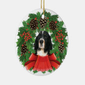 Engelse kerstfeestdag met Springer Spaniel Wreater Keramisch Ornament (Rechts)
