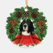Engelse kerstfeestdag met Springer Spaniel Wreater Keramisch Ornament (Voorkant)