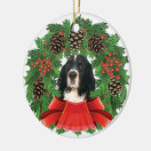 Engelse kerstfeestdag met Springer Spaniel Wreater Keramisch Ornament (Links)