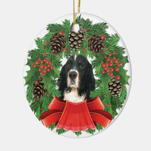 Engelse kerstfeestdag met Springer Spaniel Wreater Keramisch Ornament (Links)