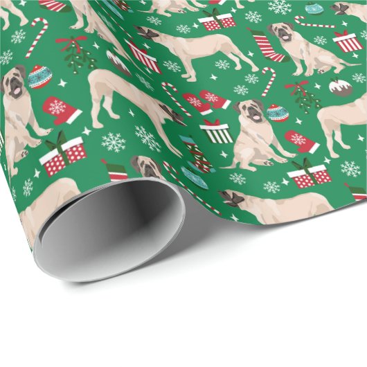 Engelse kersthond Mastiff Cadeaupapier (Rol Hoek)