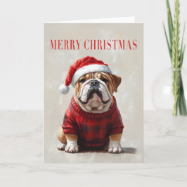 Engelse kerstkaart Bulldog Bedankkaart
