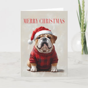 Engelse kerstkaart Bulldog Bedankkaart