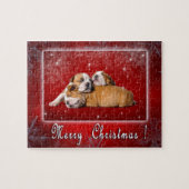 Engelse kerstkaart Bulldog Legpuzzel (Horizontaal)