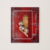 Engelse kerstkaart Bulldog Legpuzzel (Verticaal)