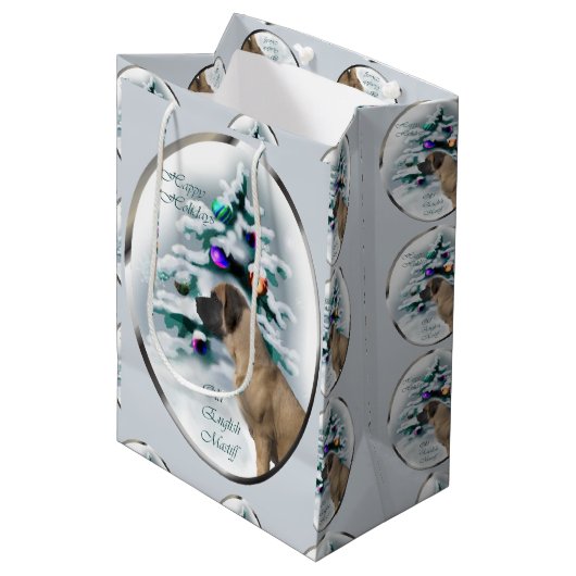 Engelse kerstmis medium cadeauzakje (Voorkant Gekanteld)