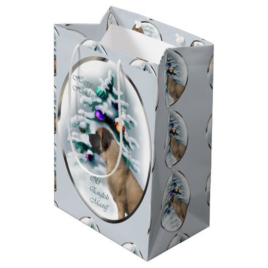 Engelse kerstmis medium cadeauzakje (Achterkant Gekanteld)