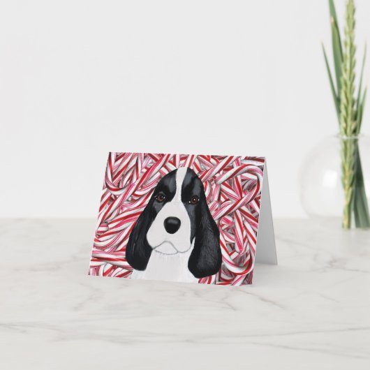 Engelse Kerstmis Notecard van het Puppy van het Feestdagen Kaart (Voorkant)