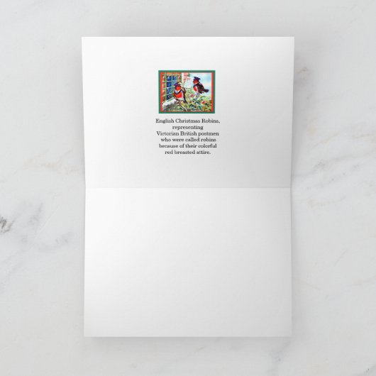 Engelse Kerstmis Robin Postmen Vogels 1934 Art Kaart (Binnen)