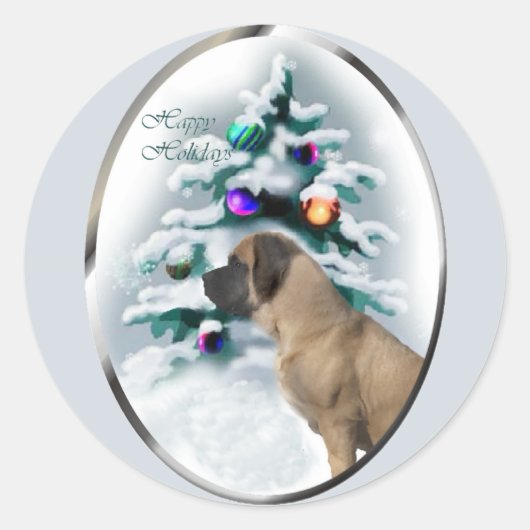 Engelse kerstmis ronde sticker (Voorkant)