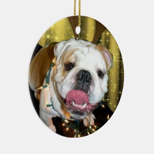 Engelse kerstversiering met Bulldog Keramisch Ornament (Rechts)