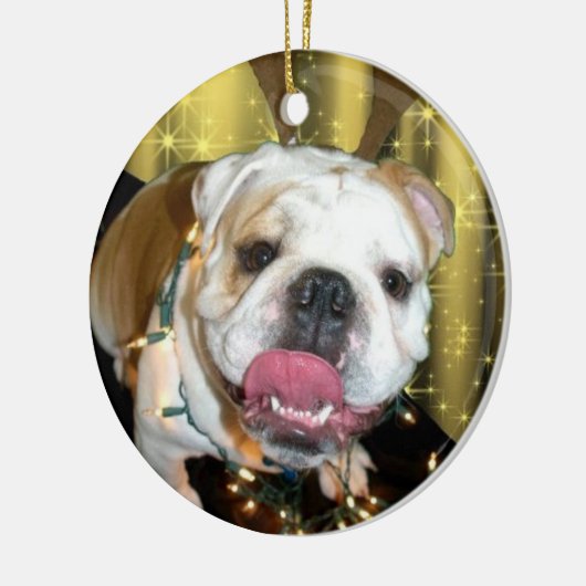 Engelse kerstversiering met Bulldog Keramisch Ornament (Links)