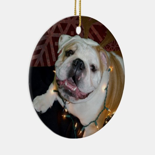 Engelse kerstversiering met Bulldog Keramisch Ornament (Rechts)