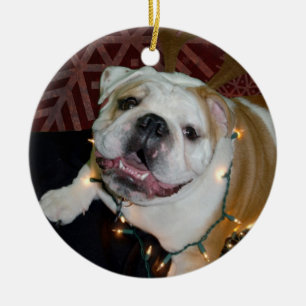 Engelse kerstversiering met Bulldog Keramisch Ornament