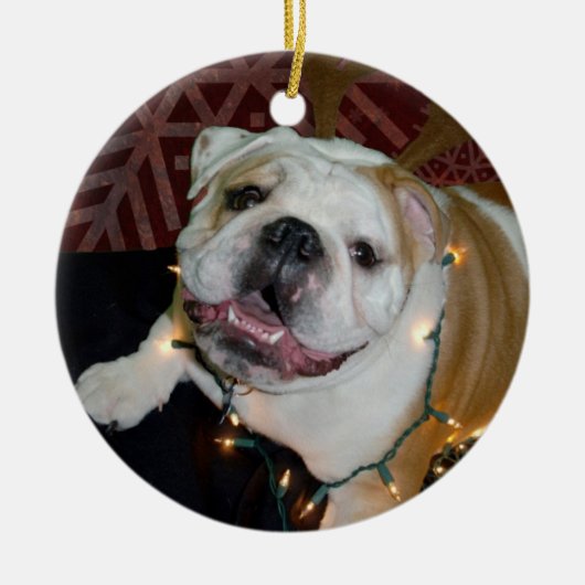Engelse kerstversiering met Bulldog Keramisch Ornament (Voorkant)