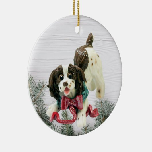 Engelse kerstversiering met Springer Spaniel Keramisch Ornament (Rechts)