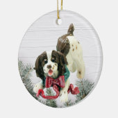 Engelse kerstversiering met Springer Spaniel Keramisch Ornament (Links)