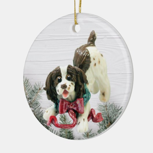 Engelse kerstversiering met Springer Spaniel Keramisch Ornament (Links)