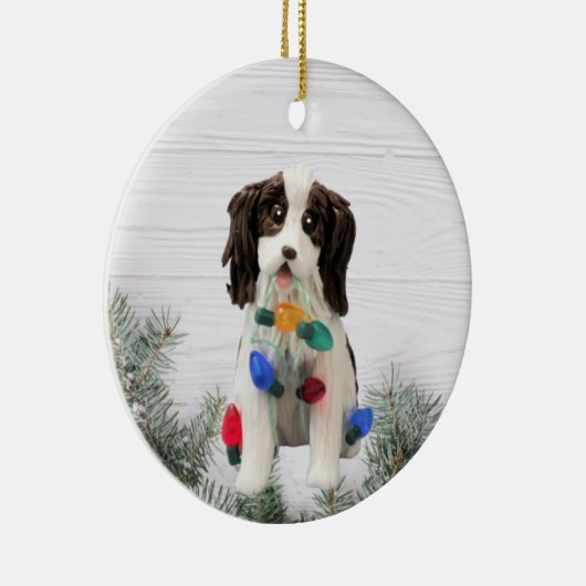 Engelse kerstversiering met Springer Spaniel Keramisch Ornament (Rechts)