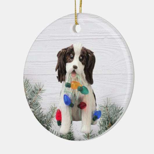 Engelse kerstversiering met Springer Spaniel Keramisch Ornament (Links)