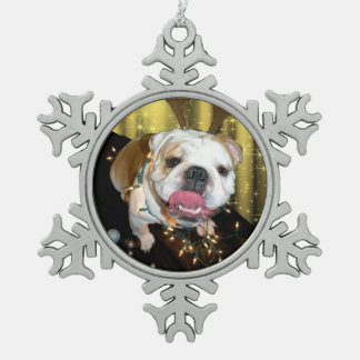 Engelse kerstversiering tin sneeuwvlok ornament