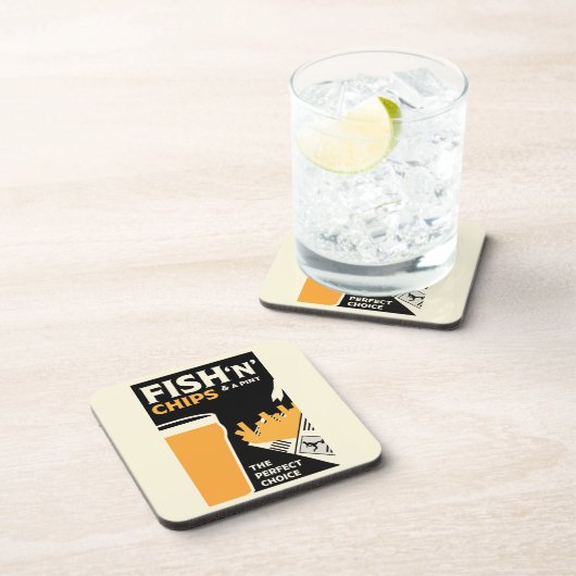 Engelse klassieke vis en chips bier onderzetter (Rechterzijde)