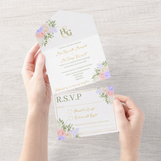 Engelse land tuin alles in één bruiloft uitnodigen all in one uitnodiging (Afscheurbaar)